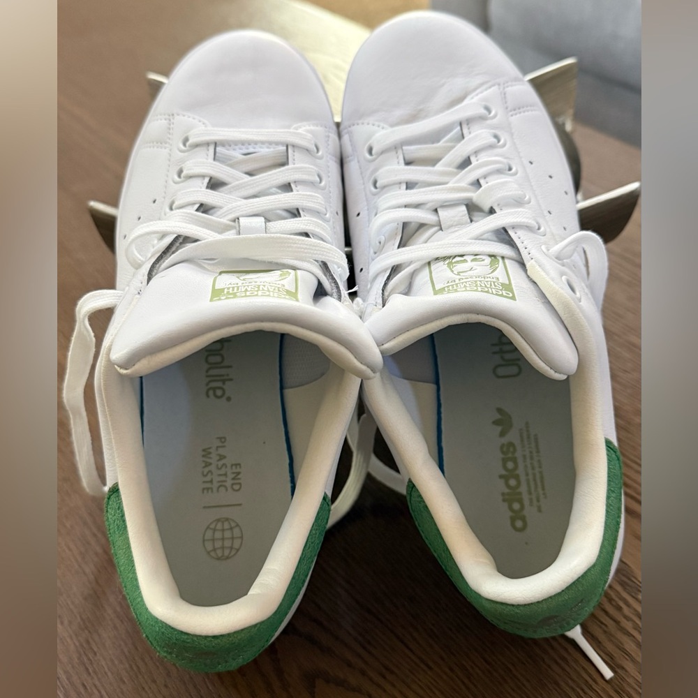 adidas Sam Smith White Sneakers with Green Heel Accent